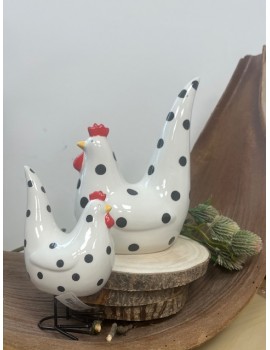 POULE BLANCHE POIS NOIRS