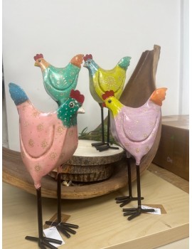 POULES COLOREES METAL