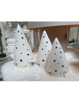 SAPIN LED ARGILE BLANC