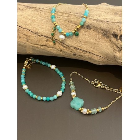 BRACELETS AMAZONITE ET PERLE D'EAU DOUCE